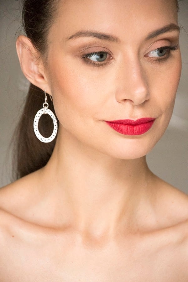 Decorella Jewellery contemporary and unique ceramic jewellery makeup looks with red lips