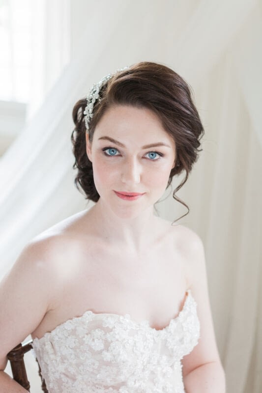 Stylish -London -bride nude-lips -Bridal makeup for blue -eyes natural bridal makeup look portrait of a bride -