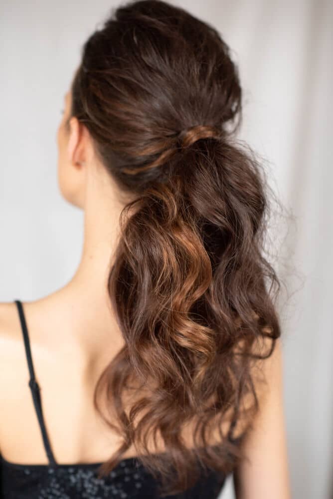 party hairstyle modern ponytail